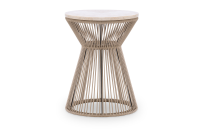 Round Rope End Table w/ Travertine Top