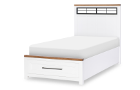 Panel Bed w/ Metal Accents & Storage, Twin