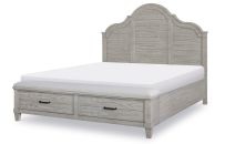 Arched Panel Bed w/Storage Footboard, Queen 